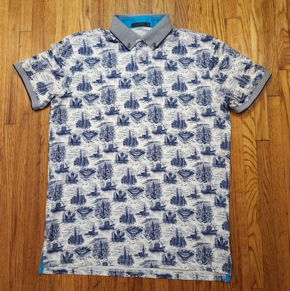 Greyson Other - Greyson Mens polo Golf Shirt Size M All Over Print Stadiums City Performance